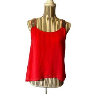 Leshop Coral Sleeveless Tank Blouse Metallic Design Cutout Back Women Size Med